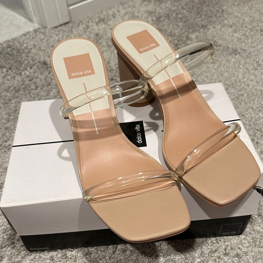 Dolce Vita Nude and Clear Strap Heels